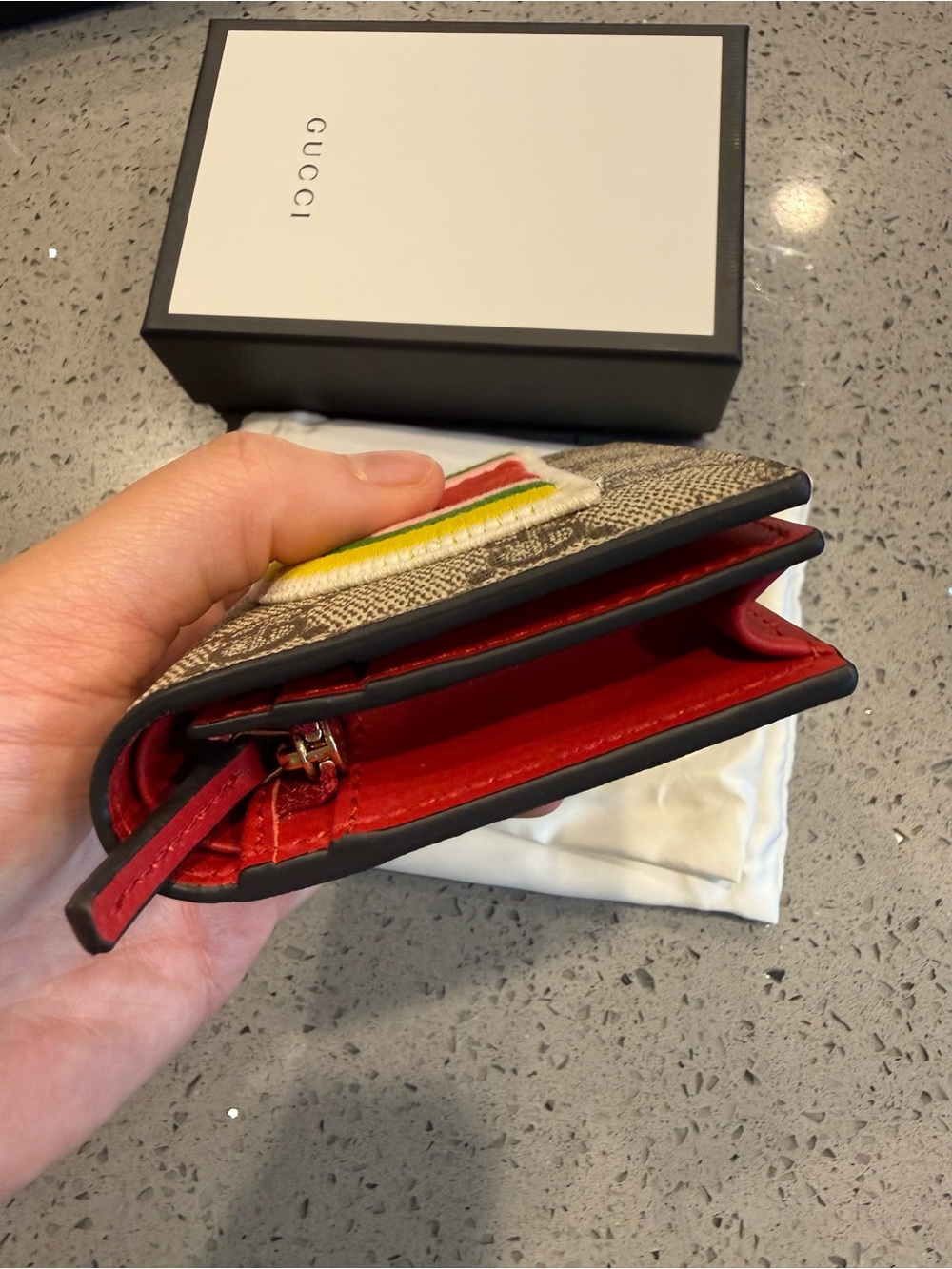 Authentic Gucci Red Leather Card Wallet - Picture 5 of 12